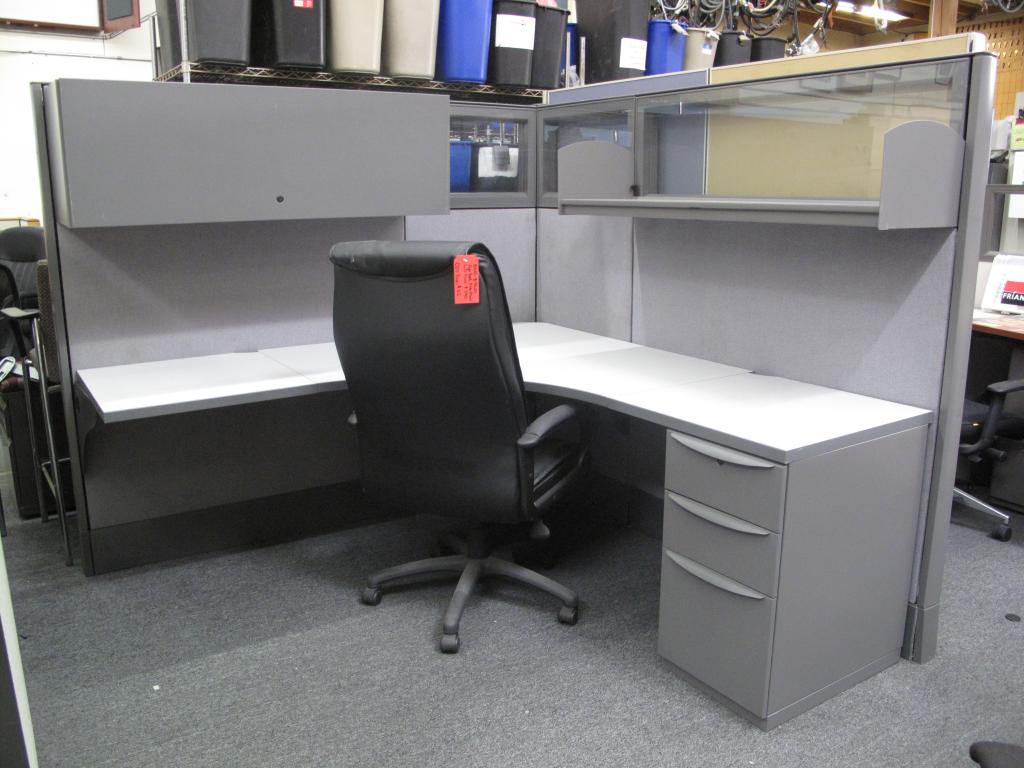 Used Office Cubicles : Haworth 6x6 Charcoal Grey Cubicles *Glass* at  Furniture Finders