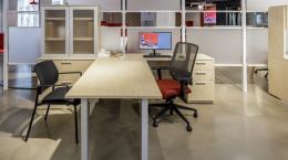 Modern Open Office, Sleek Surface & Storage
