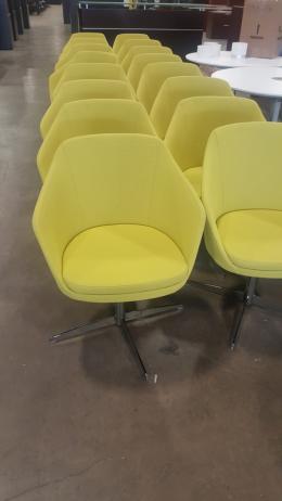 Paul Brayton 'Gwen' yellow fabric chairs