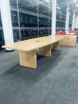 12' Boat Shaped Maple Conference Table