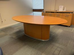 7'x4' Honey Walnut conference table oval