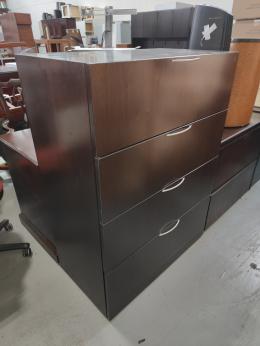 KNOLL 4 DRAWER WOOD LATERAL FILE CABINETS