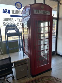 Red Retro Metal and Glass Vintage Phone Booth