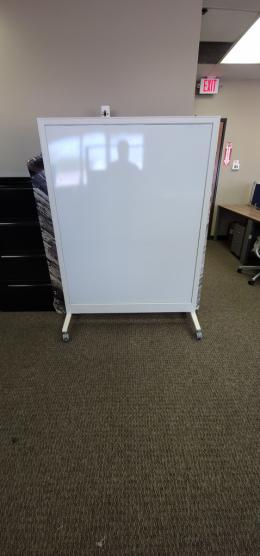 Mobile White Board with White Metal Frame