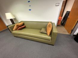 Brayton 96x36in Olive Green Leather Couch