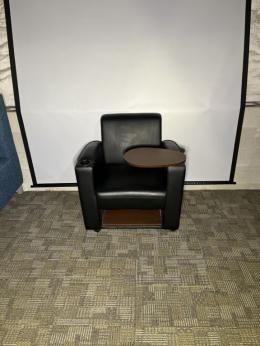 Leather Club Chair with Table - Black