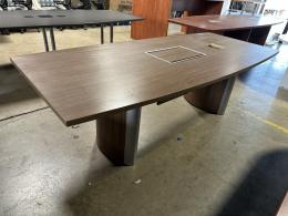 8' Walnut Boat Shape Conference Table