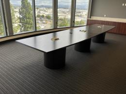 Black 16x4x42 boat shaped conference table