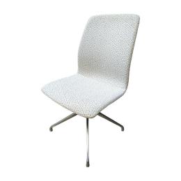 White/Brown Armless Swivel Chair - KI240188