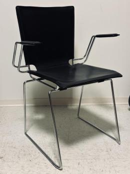 ICF Pelle Contemporary Chairs (Black/Chrome)