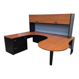 Cherry LH U-Shape Desk w/ Hutch - 418020