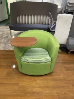 Global Green Soft Chair with a Swivel Desk