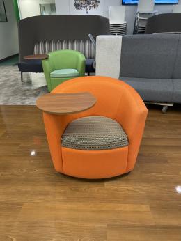 Global Orange Soft Chair with a Swivel Desk