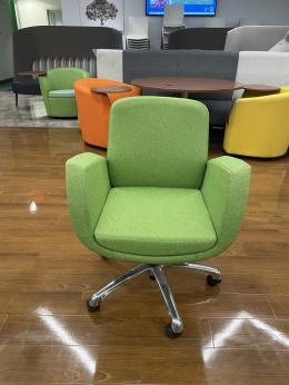 Global Green Chair on Chrome Base on Casters